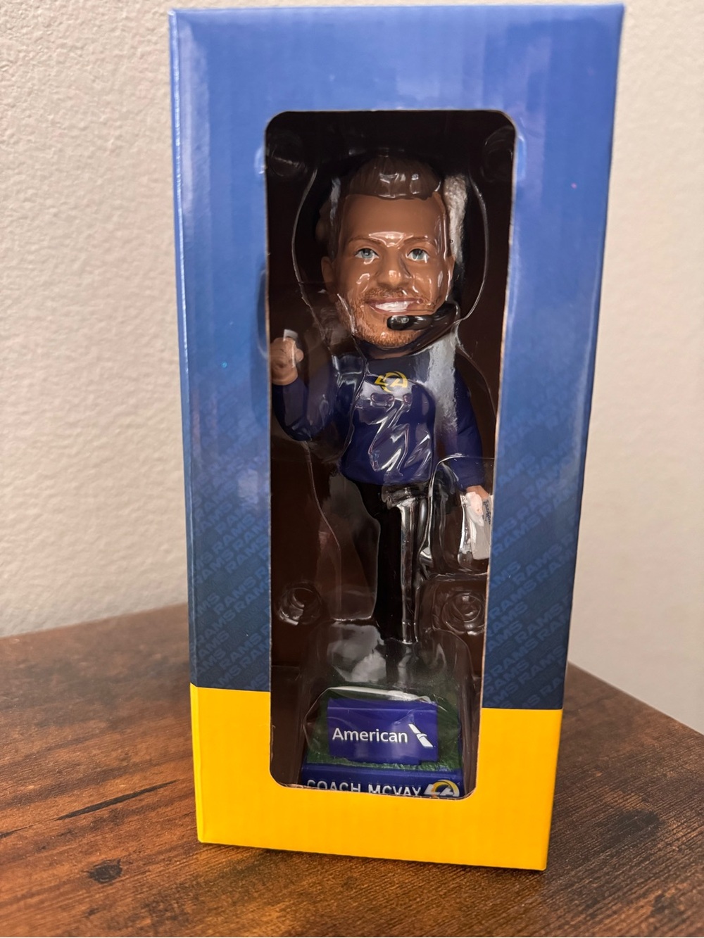 LA Rams Coach McVay Bobblehead - Blue and Yellow